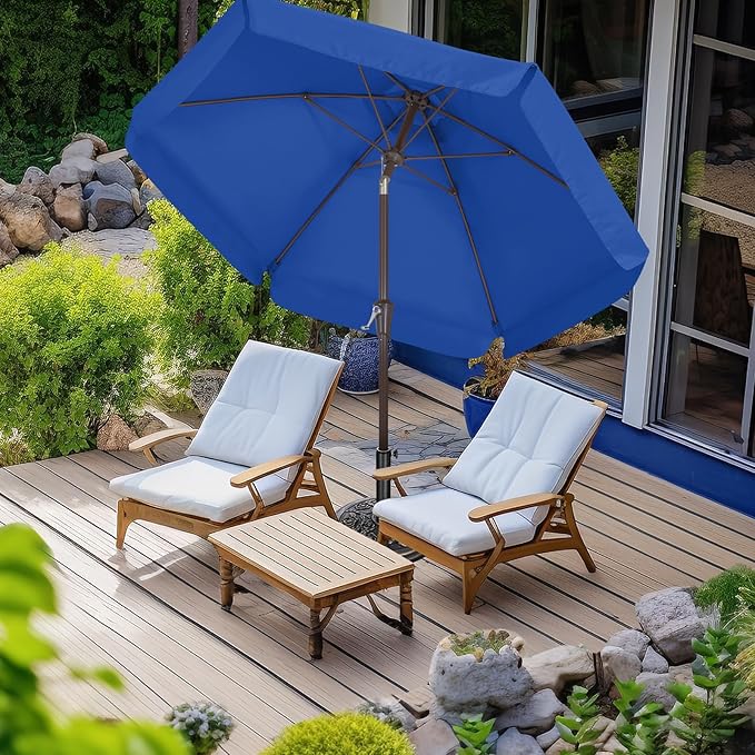 ABCCANOPY 7.5ft Scalloped Patio Umbrella, Outdoor Table Umbrella with Tilt and Crank, Fiberglass Ribs Deck Umbrella for Patio, Pool, Garden, Picnic (Royal Blue)