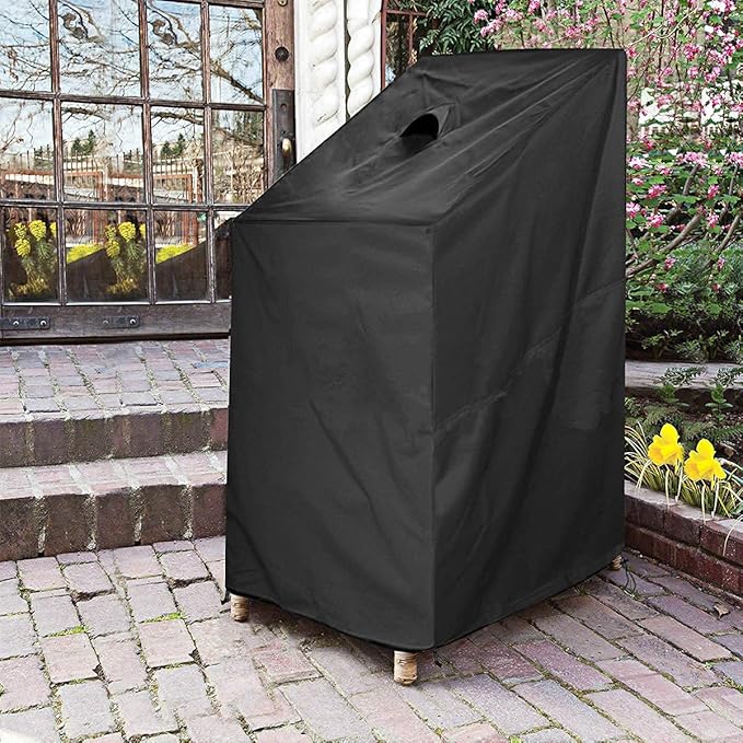 Stacking Chair Cover, 420D Patio Chair Cover, Outdoor Patio Furniture Covers for Stacked Chairs, Outdoor Lawn Dining Chair Covers 2 Pack (28" W x 28" D x 49" H)