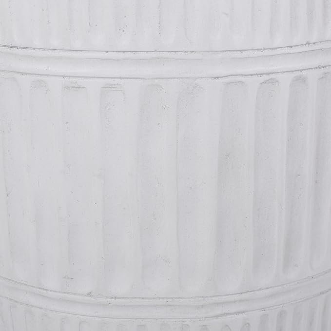 Concrete Patio Side Table, Fluted, Antique White