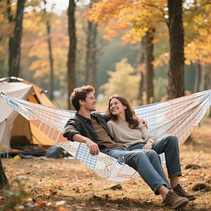 Orange Cute Lace Stripes 330lb Capacity Hammocks for Camping with Tree Straps Portable Hammock for Outside Patio Garden hamacas para adultos con soporte