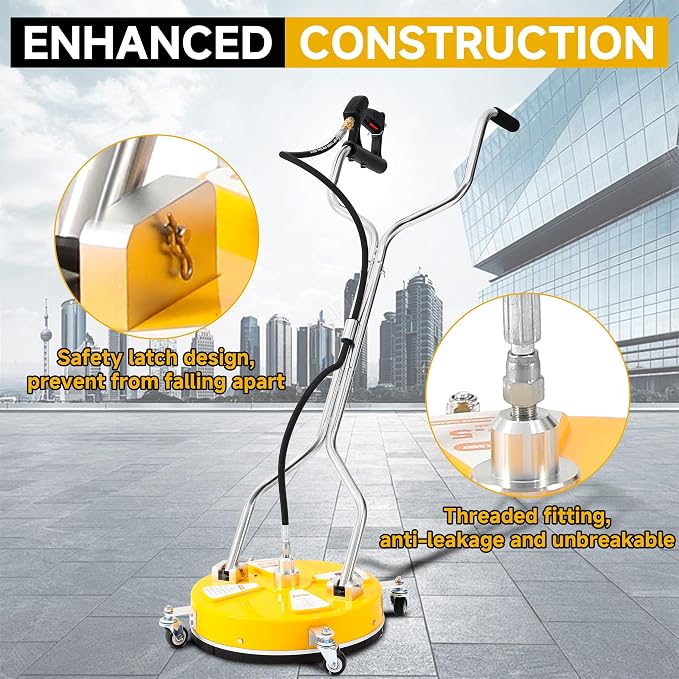 Tool Daily 16.5” Pressure Washer Surface Cleaner with Dual Handle, Surface Cleaner for Pressure Washer Attachment with 4 Wheels for Driveway, Sidewalk, Patio, Deck Cleaning