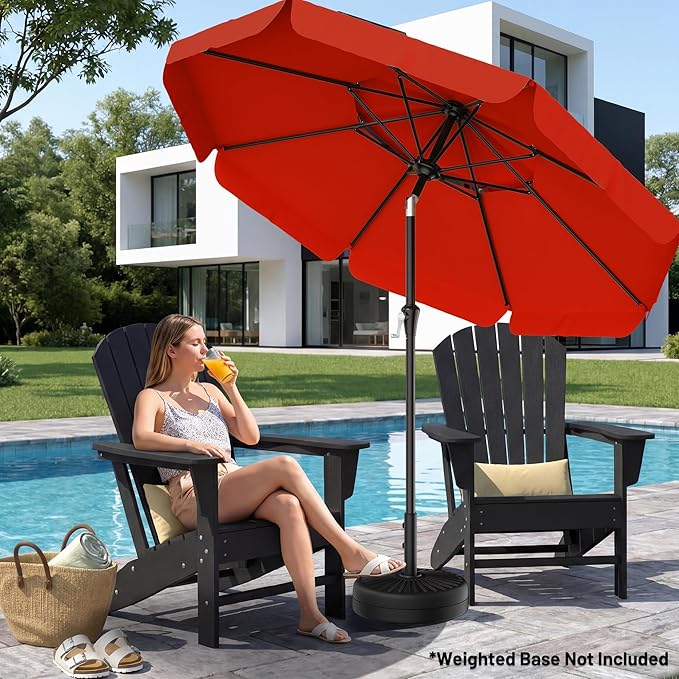 AreShark 9ft 2-Tier Patio Umbrella with Valance - Outdoor Umbrella Waterproof UV Protection, Market Table Umbrella w/Push Button Tilt&Crank for Pool, Porch, Garden(Orange)