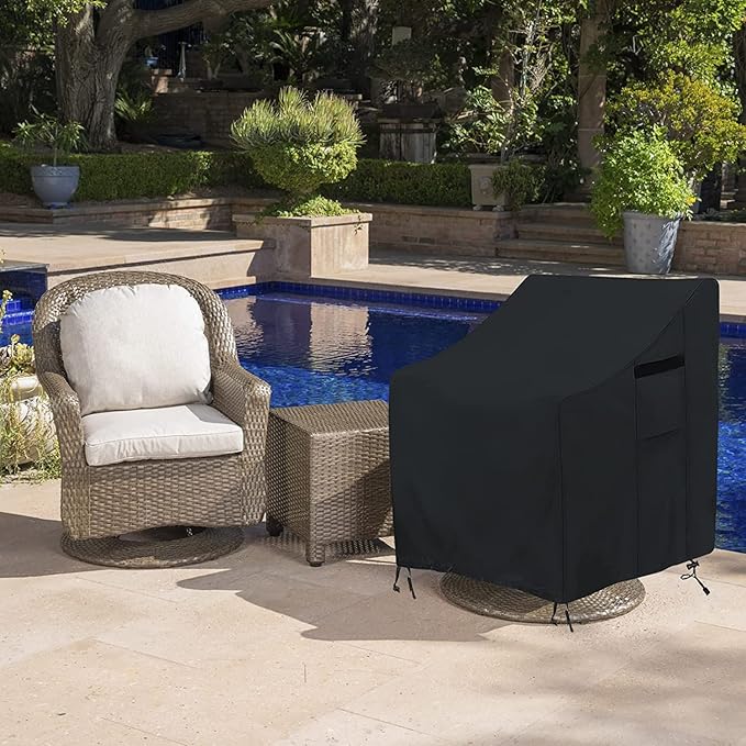 Adirondack Chair Covers, Outdoor Swivel Lounge Chair Cover 1 Pack, (30 L x 34 W x 38.5 H inches) Waterproof Heavy Duty Outdoor Chair Covers,Black