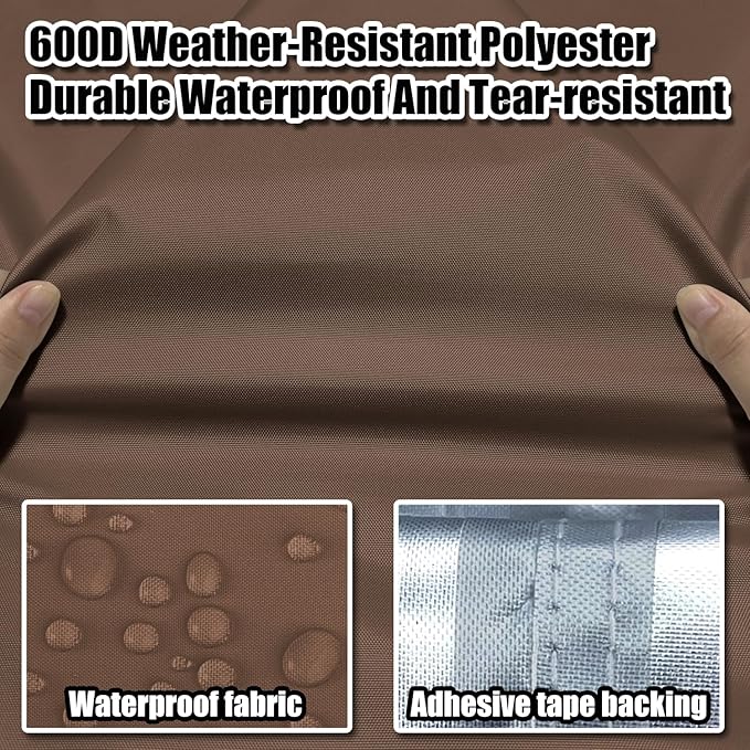 Outdoor Lounge Chair Cover 100% Waterproof Weatherability Patio Double Chaise Lounge Covers, Outdoor Daybed Cover for Double Wide Chaise Lounge Chair Patio Furniture Covers ( Brown)