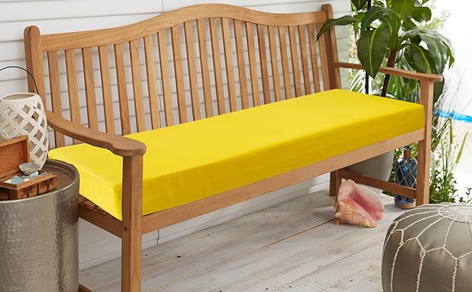 FUNHOME Outdoor Bench Cushion Covers 45" x 18" x 3", No Insert! Patio Bench Cushion Covers,Water Resistant Patio Loveseat Cushion Cover 1 Pack, Yellow(Covers ONLY)