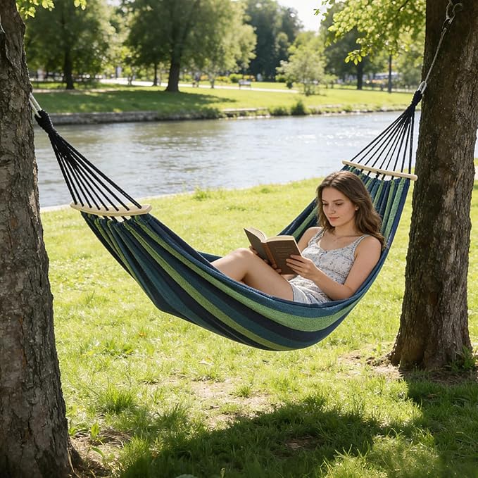 Camping Portable Hanging Hammock Indoor Home Bedroom Hammock Lazy Chair Travel Outdoor Swing Chair Thick Canvas Bed Hammocks,Used for Backpacking, Beach, Courtyard, Hiking.