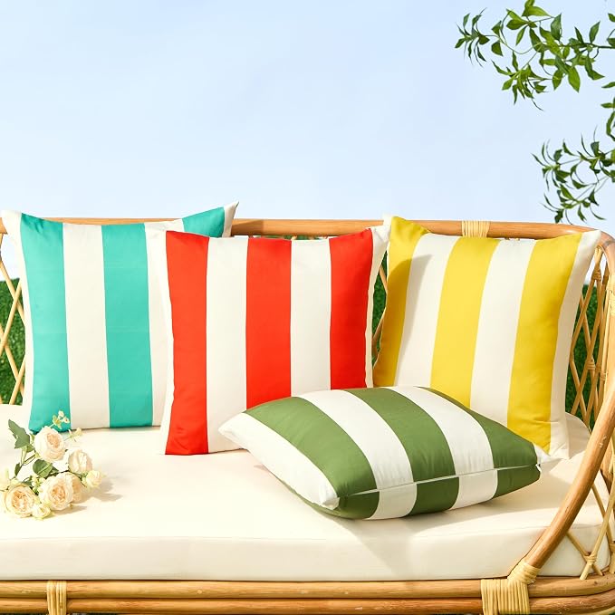 Allorry Outdoor Pillow Covers 12x20 Olive Green Striped Outdoor Decor 07B12 | Striped Pillow Covers|for Spring Summer Outdoor Waterproof Garden Patio Furniture Sofa Bed Home Decor