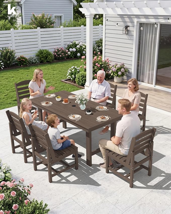 KINGYES Patio Armless Dinning Chairs Set of 2, HDPE All-Weather Outdoor Patio Chairs for Garden Backyard, Coffee