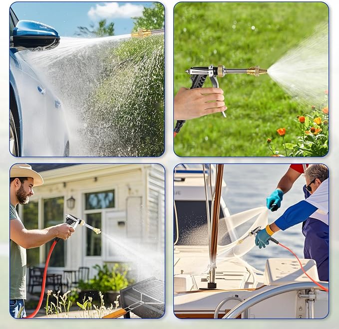 Moongiantgo Car Washer Pump Kit, 12V 170PSI 1.85GPM Boat Washdown Deck Wash Pump Kit with 19.7Ft Hose, Portable Pressure Washer for Car, Boat, RV Camping, Marine, Yacht, Home, Garden (A)