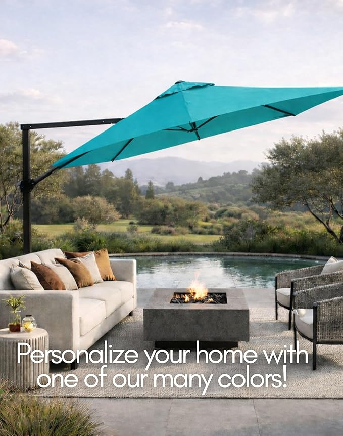 Formosa Covers Cantilever Umbrella Replacement Canopy TOP ONLY for 11 Foot 8 Rib Outdoor Patio Offset Umbrella Fabric Round Octagonal Top, Easy to Install, Rib Length 64" to 66"