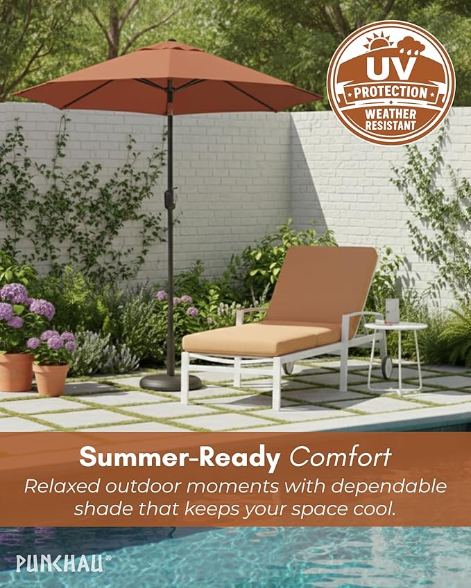 6 Ft Outdoor Patio Umbrella, Easy Open/Close Crank and Push Button Tilt Adjustment - Light Terracotta Market Umbrellas