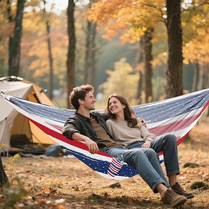Stripes Pattern Star Red Blue 330lb Capacity Outdoor Hammocks Hanging Hammock for Outside Patio Garden Base para hamacas para adultos