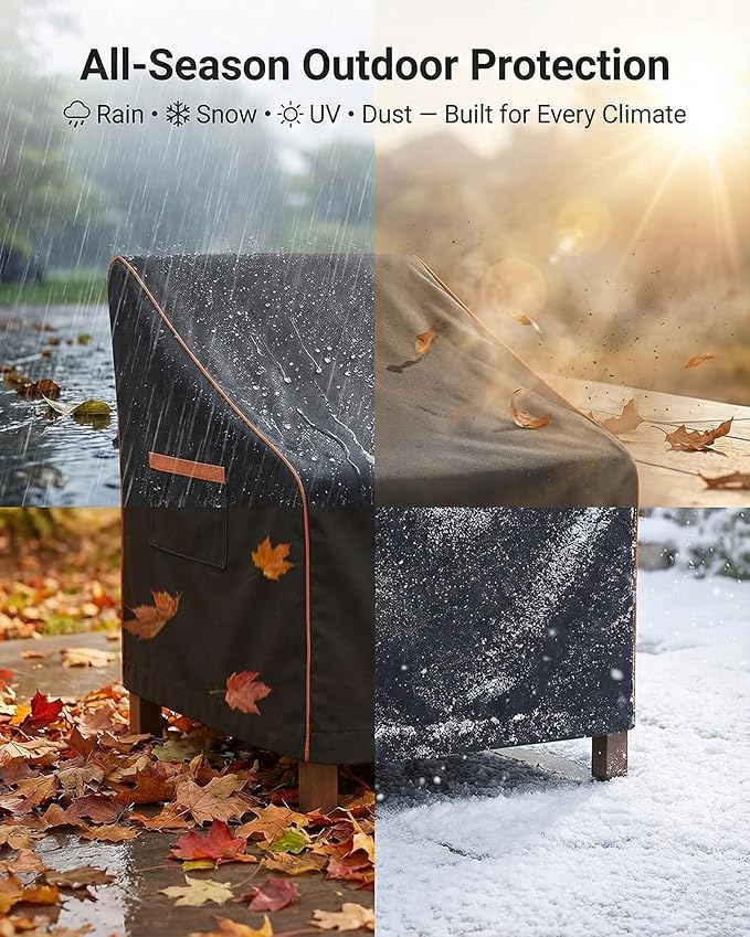 Outdoor Waterproof Patio Chair Covers, Heavy Duty Oxford Coating Weather Resistant Patio Furniture Covers 600D 35W x 37D x 36H inches 2-Pack, Black
