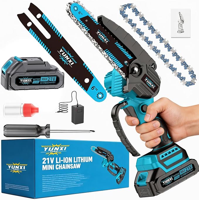 The new 2026 cordless chainsaw, mini chainsaw, has strong performance. suitable for tending to garden branches and wood (1 battery)