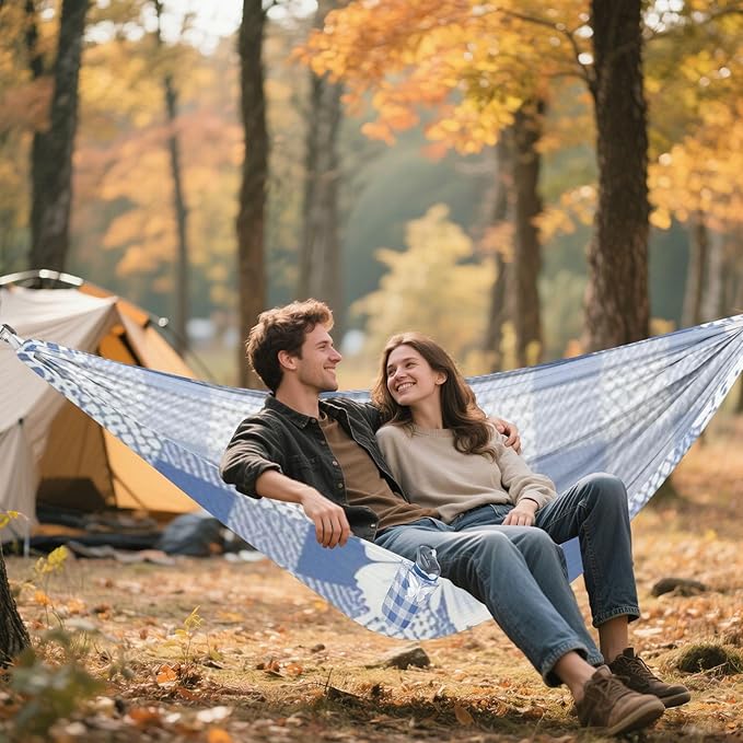 Lovely Blue Lace Butterfly Plaid 330lb Capacity Hammocks with Hanging Rope Hanging Hammock for Outside Patio Backyard Poolside hamaca para acampar