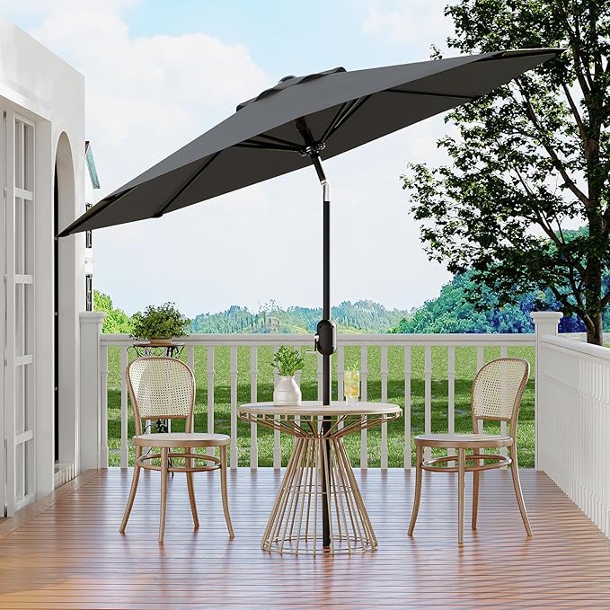 10Ft Patio Umbrella - 8 Sturdy Ribs Outdoor Table Umbrella with Crank Lift & Push Button Tilt - Market Umbrella for Pool, Deck, Yard, Garden - Turquoise