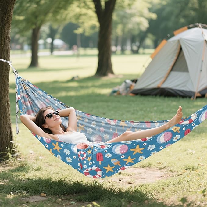 Camping Hammock Outdoor Hammocks for Outside Flower Lifebuoy Beach Trees Portable Lightweight with Pockets Tree Straps Indoor