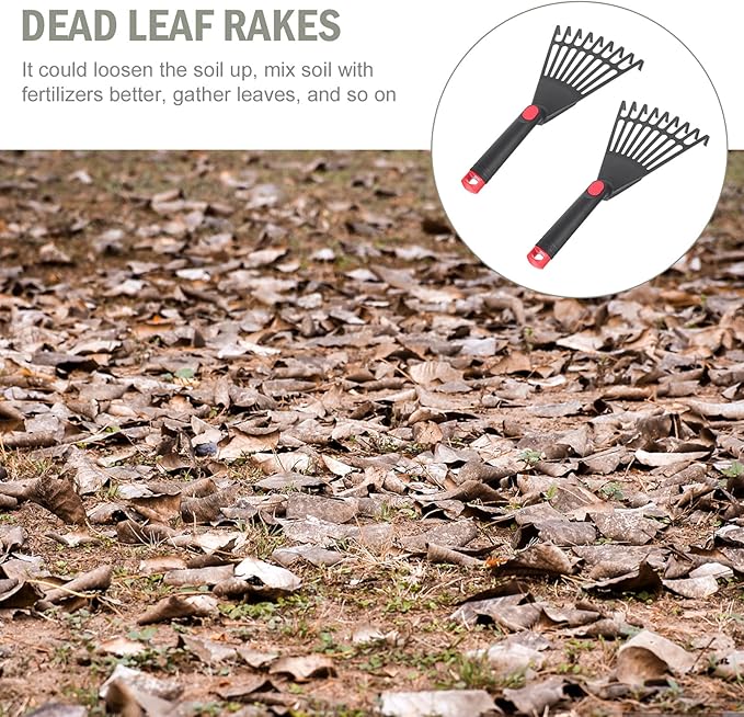 2pcs Gardening Hand Rakes Plastic Ash Rakes Mini Garden Cultivator Tools for Soil Loosening Leaf Cleanup Yard Lawn Shrub Flower Beds