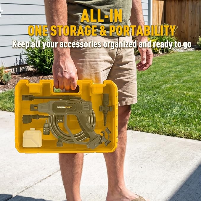 Cordless Portable Washer Compatible with Dewalt 20V MAX Battery (Tool Only) | 2.2 lbs Ultra-Lightweight, 16.4FT Hose, 6-in-1 Nozzle, Ideal for Car, Patio & Fence
