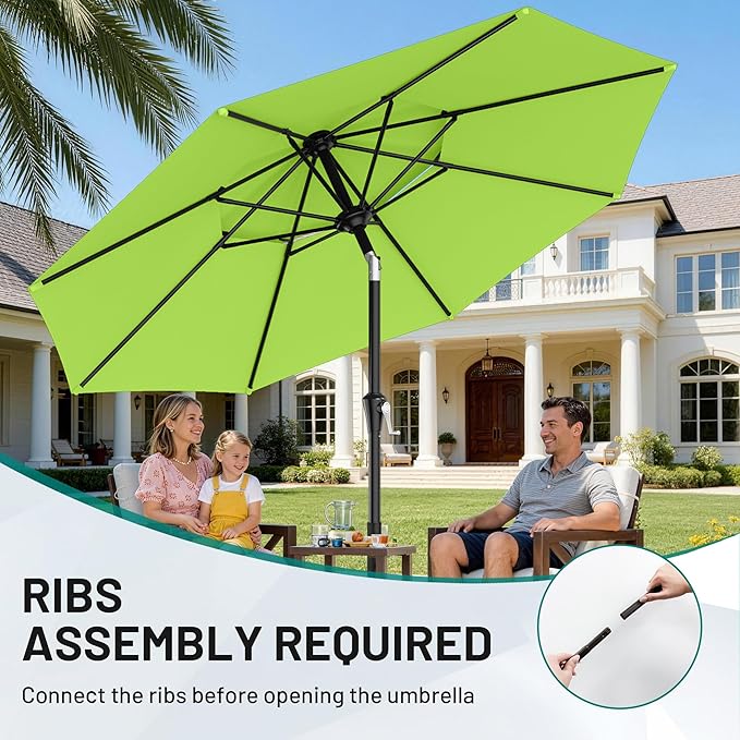 AreShark 10ft 2 Tiers Patio Umbrella - Outdoor Umbrella Waterproof UV Protection, Market Table Umbrella w/Push Button Tilt&Crank for Pool, Porch, Garden(Apple Green)