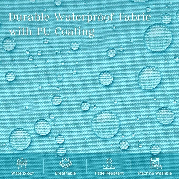 Phantoscope Pack of 2 Outdoor Waterproof Throw Pillow Covers with Contrast Piping, Decorative Square Cushion Case Patio Pillows for Couch Tent, Sky Blue 18x18 inches