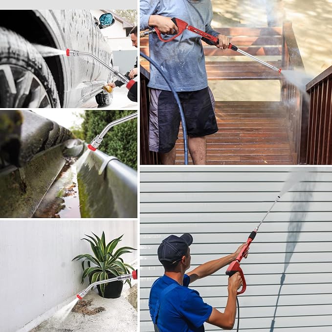 18Pcs Pressure Washer Accessories, Car Wash Foam Cannon, 5000PSI Pressure Washer Gun, M22 14mm or 15mm Fitting, 1/4" Quick Connector, 6Pcs Nozzle Tips for Outdoor Gutters Roof Siding