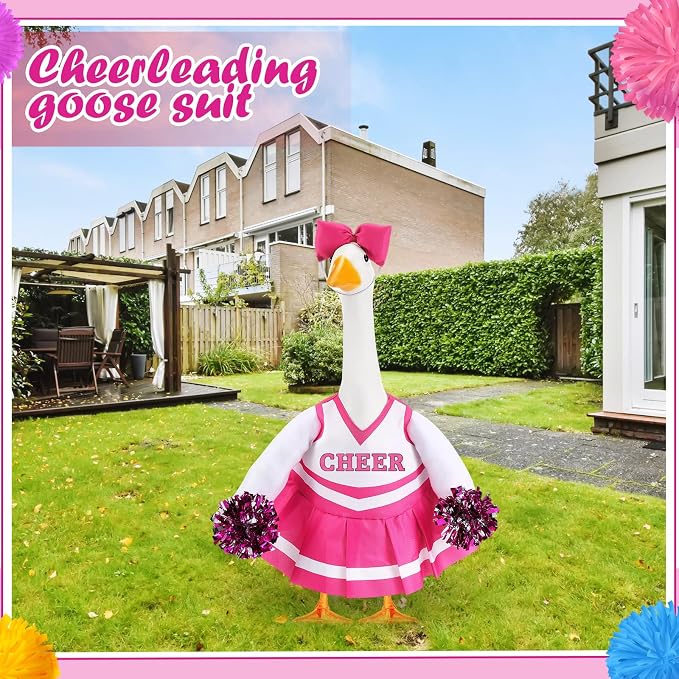 2 Pcs Cheerleader Porch Goose Outfit Clothes Cheerleading for 23" Goose Costume Garden Yard Outdoor Decorations