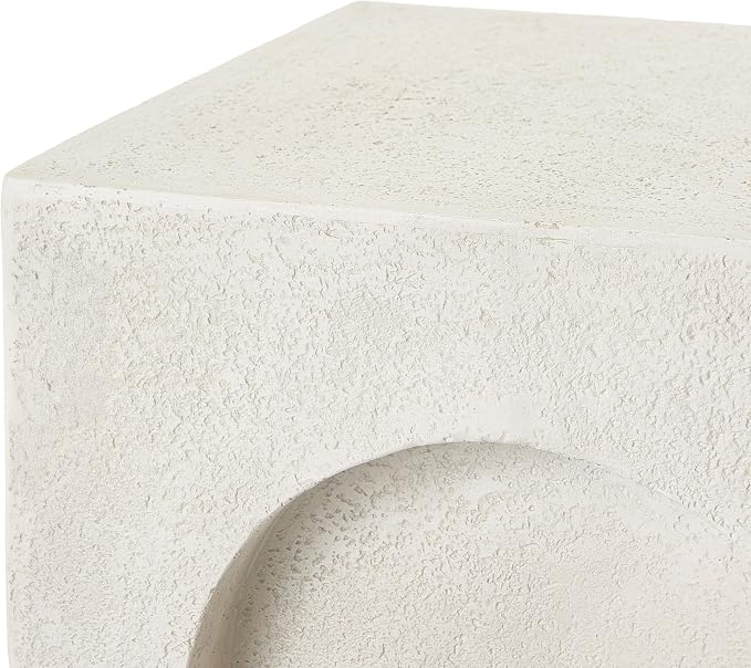 Christopher Knight Home Antue Lightweight Concrete Outdoor Side Table, MGO Square End Table, Small Coffee Table for Patio Garden, Outdoor Plant Stand, No Assembly Required, Antique White