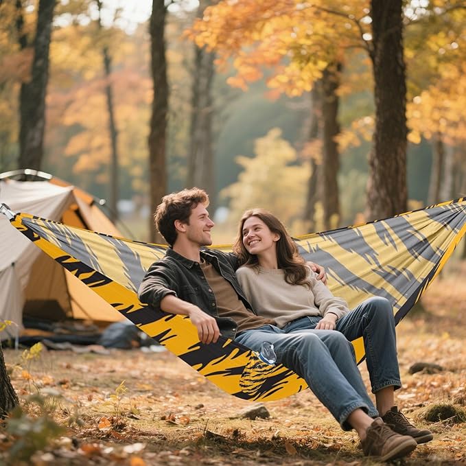 Animal Skin Leopard Yellow Black 330lb Capacity Hammocks with Portabl Carry Bag Swing Hammock for Outside Beach Patio Garden sillas para acampar