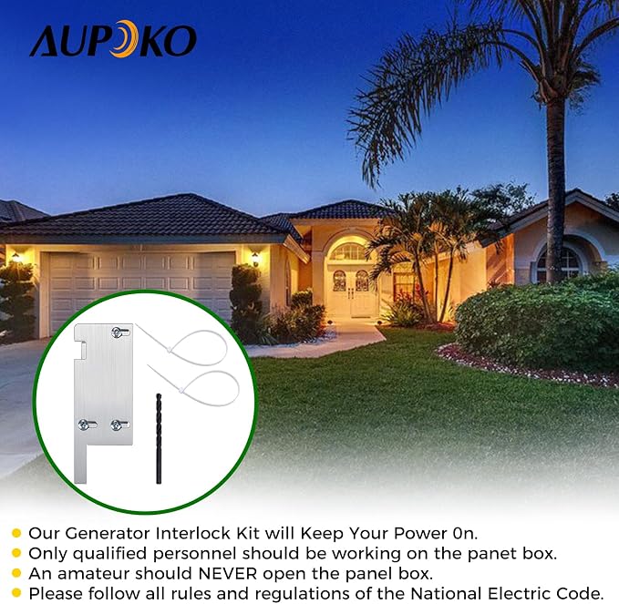 Aupoko Generator Interlock Kit Compatible with Square D Vertical 150 and 200 AMP Panels, 3 1/4 to 4 Inch Spacing between main and generator breaker, for Safe Usage of Portable Power During Outage