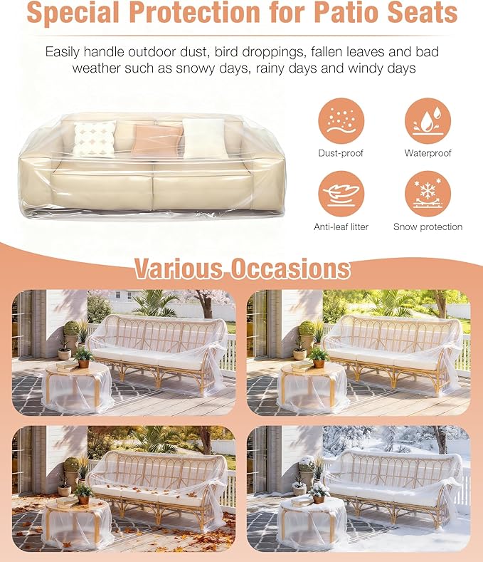 Magicheap Extra Thick 4mil Plastic Couch Cover, Large Dust-Proof Sofa Cover for Sectional Couch Loveseat Furniture, Waterproof Furniture Moving Bags for Moving Storage, 84" H x 43" W x 84" D, Clear