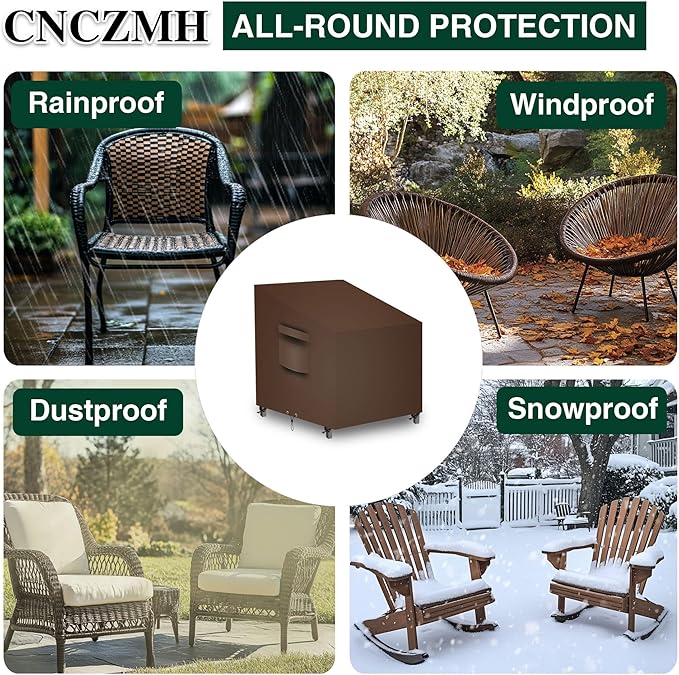 Patio Chair Covers, Outdoor Patio Furniture Covers Waterproof Large, 600D Heavy Duty Table Cover, Outside Dining Table And Chairs Set Covers (Brown, 35x35x24/34in 2pcs)