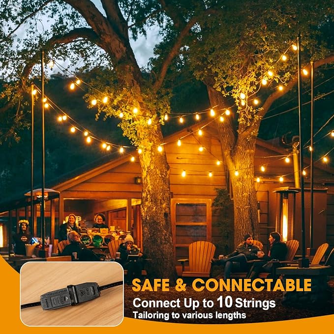 GvvooHome S14 LED Outdoor String Lights 150FT Patio Lights Outdoor Waterproof with 45+3 Shatterproof LED Bulbs, Hanging Backyard Lights for Outside Deck Patio Garden Balcony Decorations