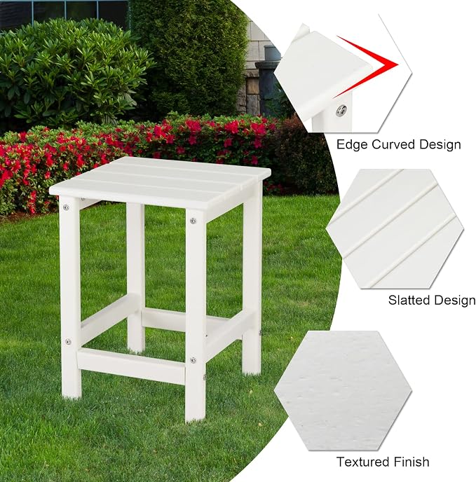 Generic Adirondack Outdoor Side Table, 2-Tier Patio End Table, Small, Black HDPE End Table for Outdoor, Patio, Indoor, Garden, Porch, Balcony