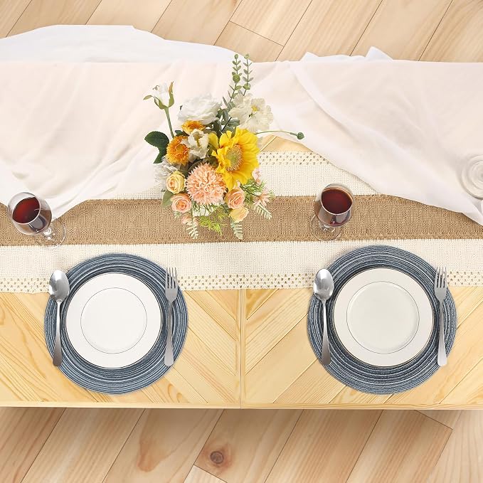 Folding Picnic Table with Table Runner, Portable Boho Low Picnic Table for Indoor Outdoor, 80" x 30" Wooden Table with Adjustable Heights for Camping, Wedding, Beach, Garden, Party (Large Size for 8)