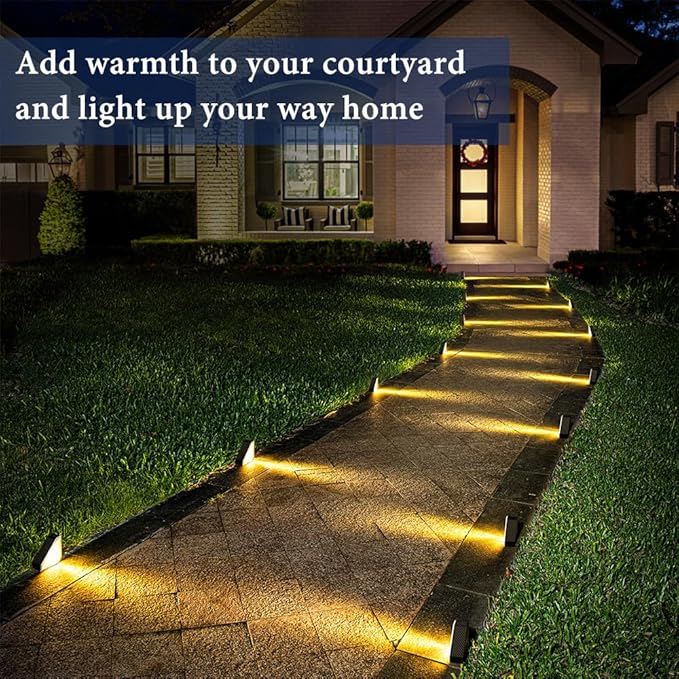 Solar Stair Lights IP65 Solar Step Light for Outdoor Stairs Waterproof for Rain Snow Lights for Patio Garden Porch Deck Front Step (Warm Light - 6PC)