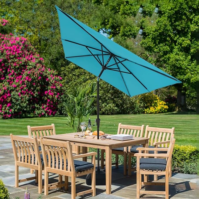 COBANA 6.6 x 9.8ft Rectangular Patio Umbrella, Outdoor Table Market Umbrella with Push Button Tilt/Crank,Patio Umbrella Rectangular for Backyard, Garden