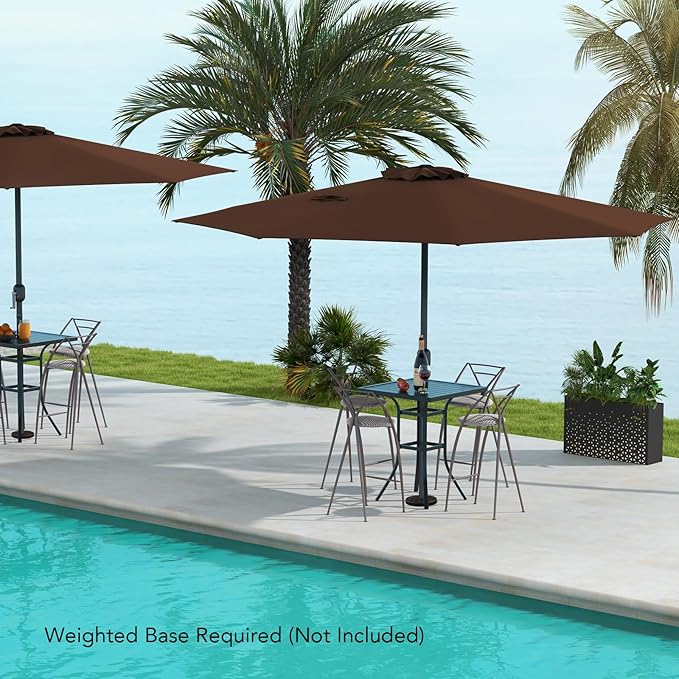 12FT Patio Umbrella, Outdoor Table Umbrella with Crank Handle, 8 Sturdy Ribs, Sun-protection & Waterproof Canopy, Top Air Vent, Market Umbrella for Garden, Lawn, Deck, Backyard, Poolside
