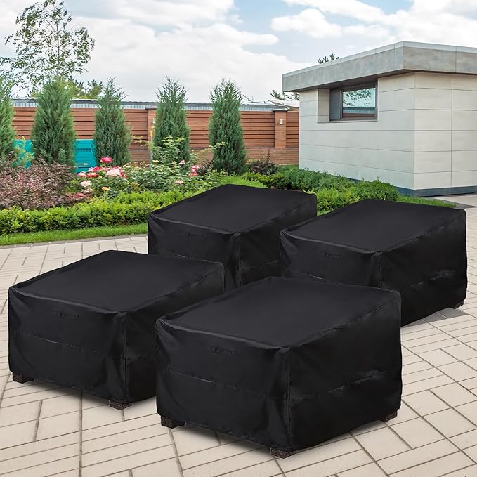 ALSTER Patio Chair Covers 4 Pack, Outdoor Chair Covers(35" L x 40" W x 33" H), Durable and Waterproof Black Covers for Lounge Deep Seat, Rain Snow Dust Wind-Proof