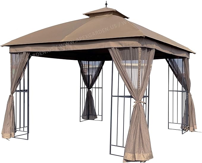 Canopy Top for Garden Treasures 10 ft x 10 ft Brown Metal Square Semi- Gazebo Model #L-GZ038PST-F (Tan) (FABRIC TOP ONLY)