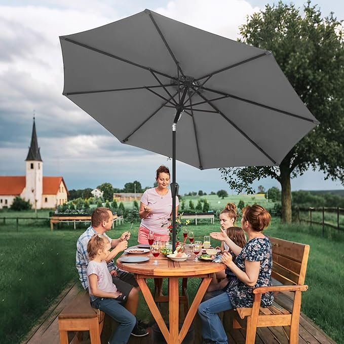 FLAME&SHADE 10ft Cantilever Patio Umbrella Outdoor, Large Offset Umbrella with Crank and Cross Base, UPF 50+ UV Protection Hanging Umbrella for Pool Deck Garden (Anthracite)