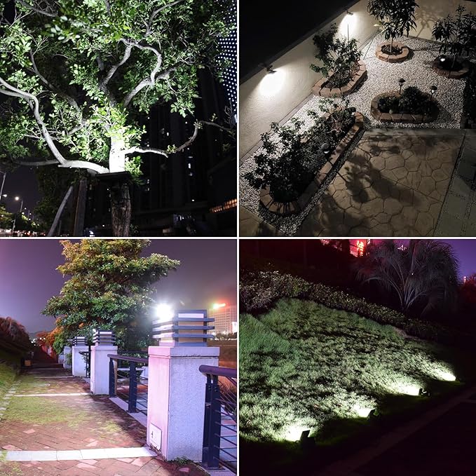 Solar Lights Dusk to Dawn 4400mAh Solar Powered Spotlight Outdoor Waterproof 6000K Wall Mounted Lighting with 16FT Cord for Patio, Flag Pole, Fence, White