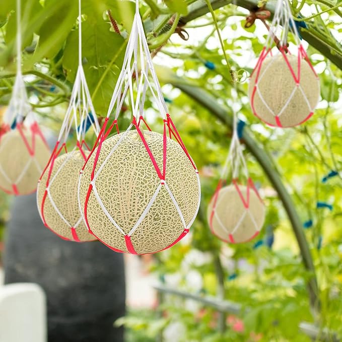 30Pcs Melon Hammocks Cradles, 19Inches Melon Hammock for Trellis Heavy Duty Watermelon Nets, Support Hanging Bags for Pumpkin Cantaloupes Honeydew, 19In Bag and 19in Handle, Bear for 30lbs