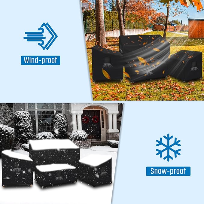 SIRUITON Outdoor Furniture Cover Waterproof 4-Piece,Patio Furniture Covers, Patio Furniture Set Covers, 210D Heavy Duty Durable and Water Resistant Fabric