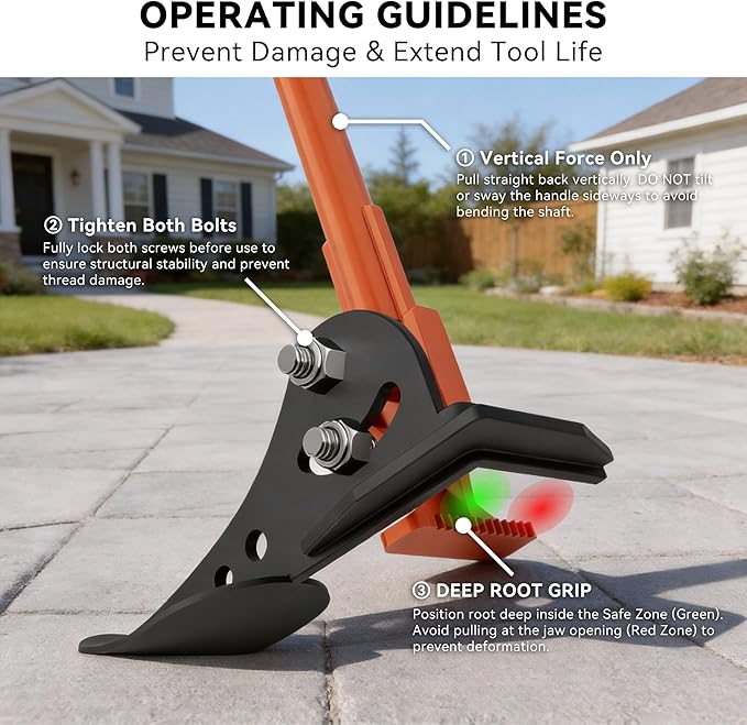 Precision Stand-Up Root & Tree Puller – Light-Duty Steel Uproot Tool for Thin Saplings (1/4" to 1") & Garden Weeds – Lightweight Standing Remover for Woody Stems, Invasive Saplings & Small Roots