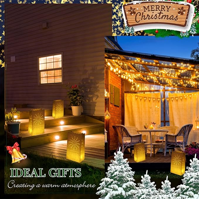 Sabary 50 Sets Luminary Bags with Flameless Tea Lights Outdoor Luminaries LED Lantern Candle Bags for Wedding Birthday Ramadan Christmas Party Decorations Romantic Decor(Sun)