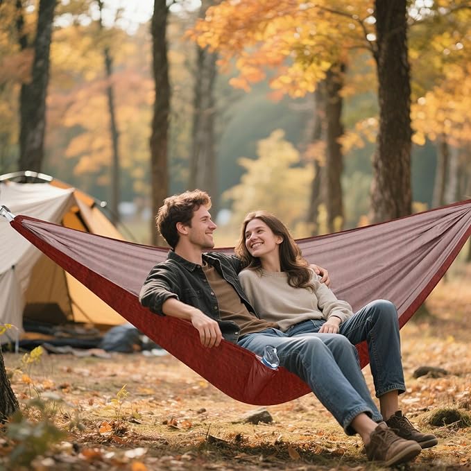 Reddish Brown Solid Color 330lb Capacity Outdoor Hammocks with Hanging Rope Cloth Hammock for Outside Patio Backyard Poolside Bases para hamacas para adultos