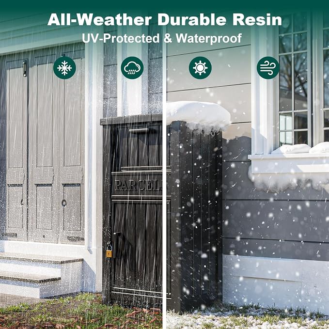 Delivery Box for Porch – Secure, Weather-Resistant Storage for Packages with Lockable Compartment (Black, Double Tier)