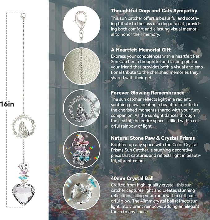 Dog Memorial Suncatcher, Loss of Dog Sympathy Gifts, Dog Remembrance Gift | Holding My Dog as Reminder of Loyal Friend, Pet Loss Crystal Suncatcher