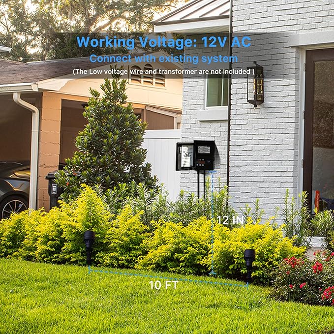 GOODSMAN Landscape Lighting 8PK Low Voltage Landscape Lights Led Low Voltage Landscape Spotlights 4.5W 205 Lumen Floodlights with Cable Connectors Metal Stakes 9127-96603-08A